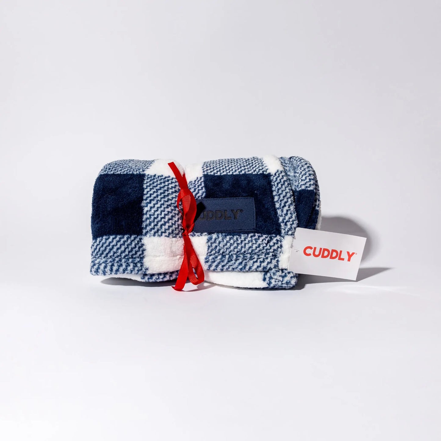 CUDDLY Navy & White Plaid Blanket CUDDLY