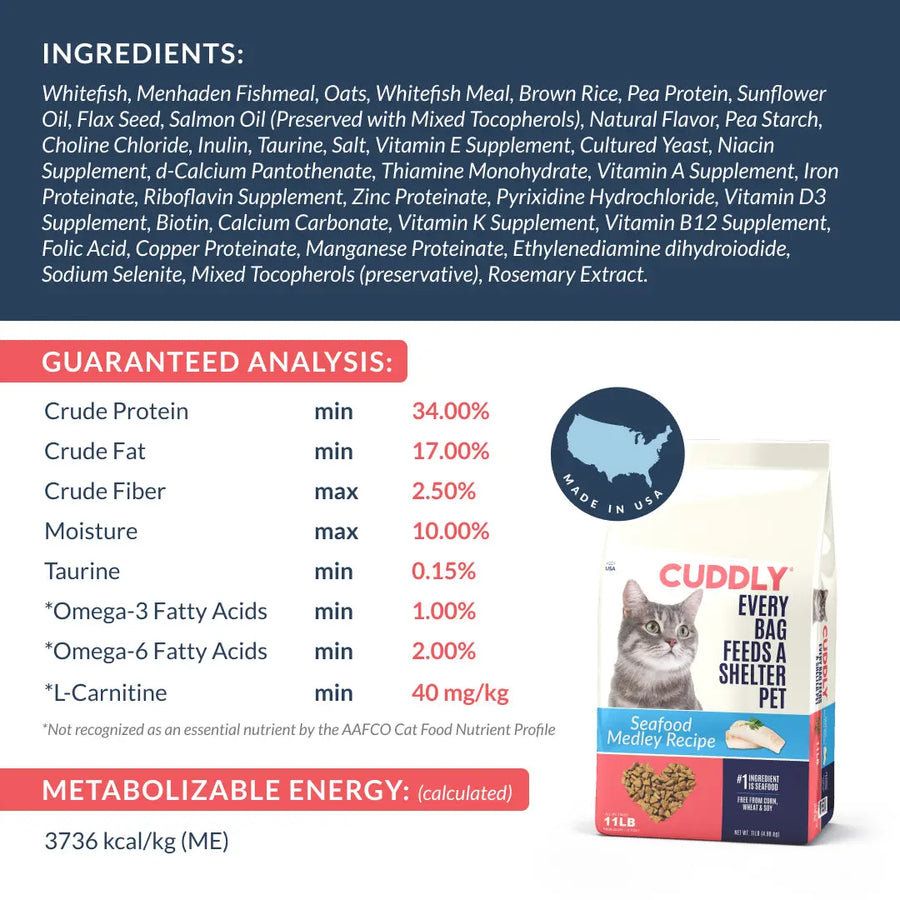 CUDDLY Seafood Medley Dry Cat Food CUDDLY