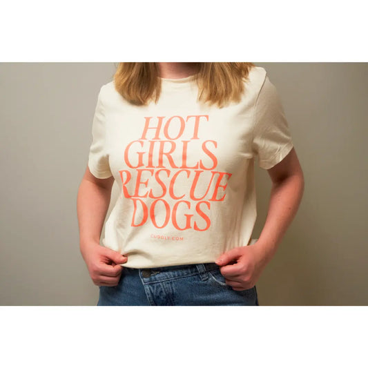 Hot Girls Rescue Dogs Cropped T-Shirt, Beige CUDDLY Shop