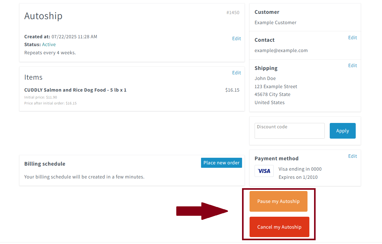 Cancel autoship