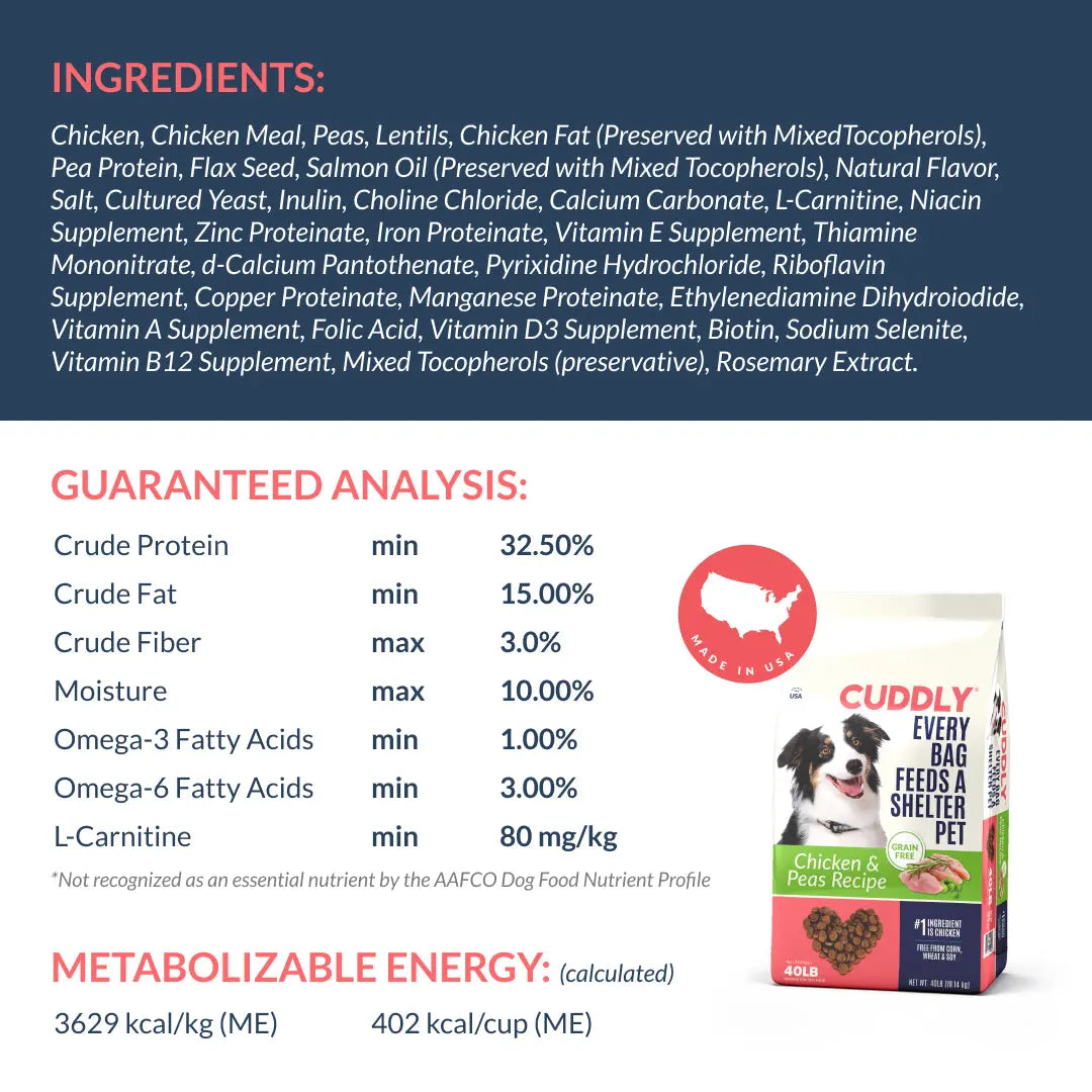 CUDDLY Chicken & Pea Grain Free Dry Dog Food CUDDLY