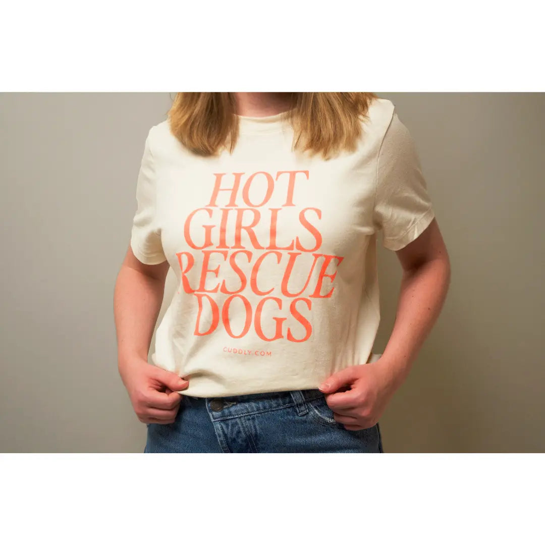 Hot Girls Rescue Dogs Cropped T-Shirt, Beige CUDDLY Shop
