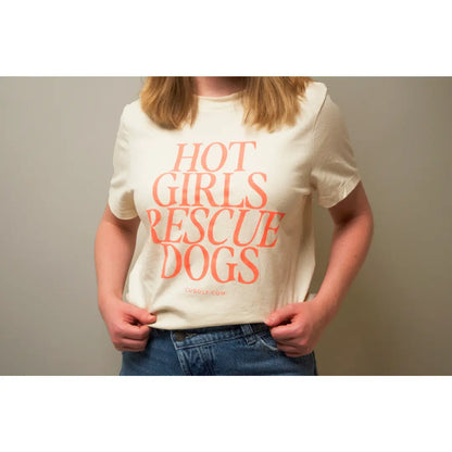 Hot Girls Rescue Dogs Cropped T-Shirt, Beige CUDDLY Shop