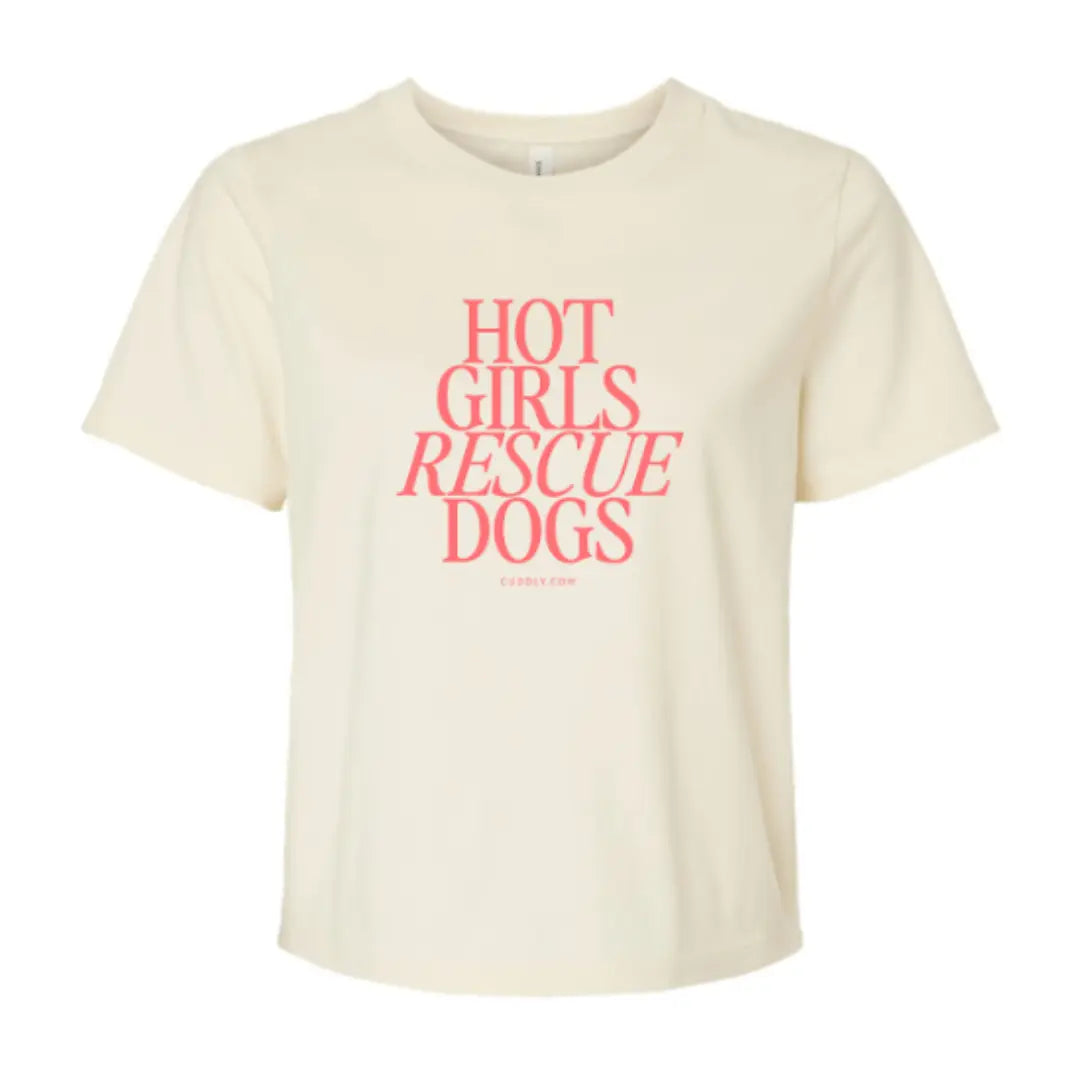 Hot Girls Rescue Dogs Cropped T-Shirt, Beige CUDDLY Shop