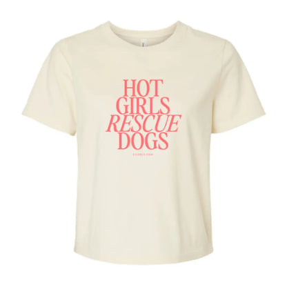 Hot Girls Rescue Dogs Cropped T-Shirt, Beige CUDDLY Shop